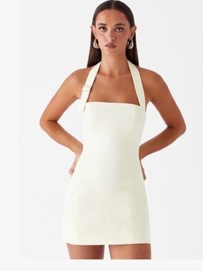 Nwt PepperMayo US8 buttercream Halter Mini Dress - Elegant Halter Neck Dress